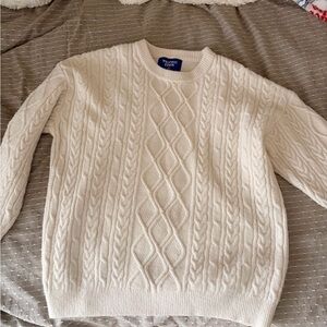 Aelfric Eden Ivory Cable Knit Crewneck Sweater
